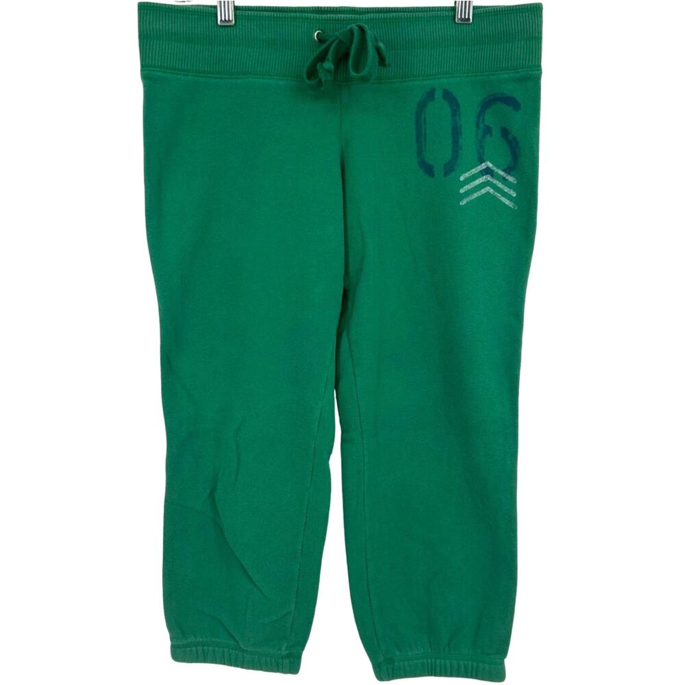 VTG y2k Womens Green Low Rise Aerie The Girly Crop Jogger Sweatpants Capris Sz M